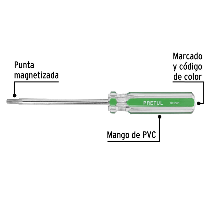 Desarmador punta Torx T 27 mango de PVC, Pretul 29986 DT-27P