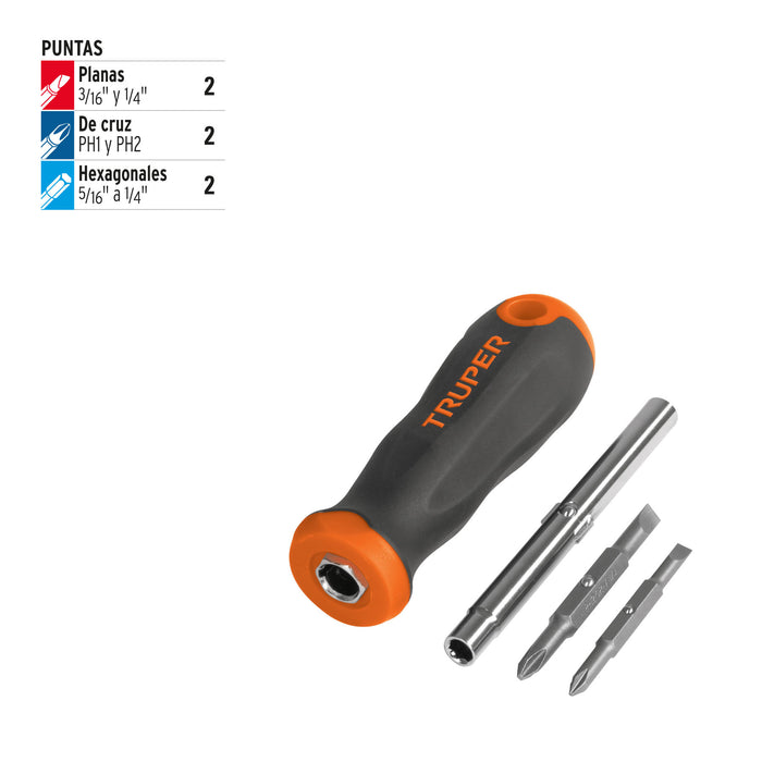 Desarmador 2 puntas dobles y barra con 2 cajas hexagonales 14200 DT-4