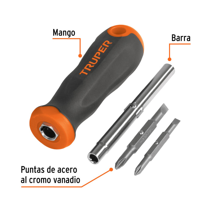 Desarmador 2 puntas dobles y barra con 2 cajas hexagonales 14200 DT-4