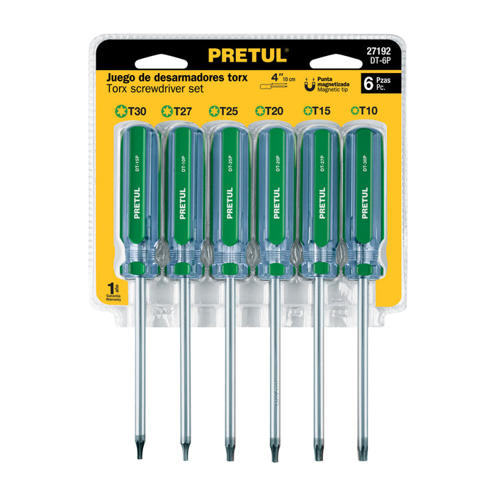 Juego de 6 desarmadores Torx mango de PVC, Pretul 27192 DT-6P