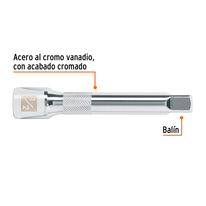 Extensión cuadro 1/2' para matraca, largo 5', Truper 13416 E-5461
