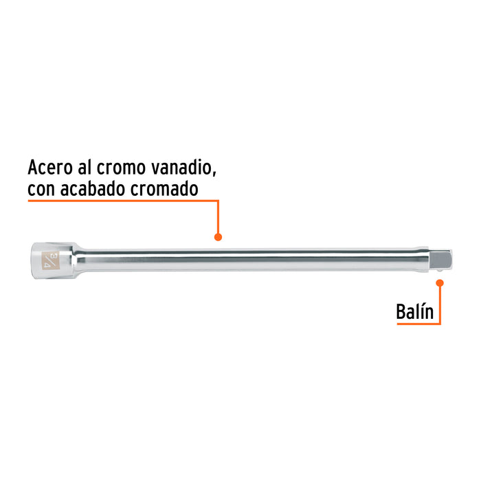 Extensión cuadro 3/4' para matraca, largo 16', Truper 13906 E-5663