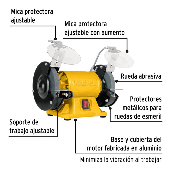 Esmeril de banco de 5' de 1/6 HP (120 W), Pretul 29994 EBA-5P