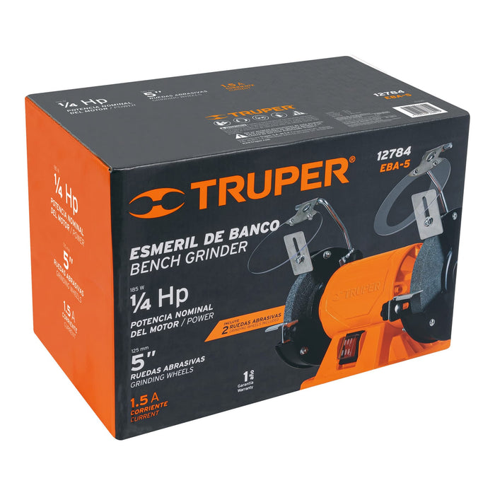 Esmeril de banco de 5' de 1/4 HP (185 W), Truper 12784 EBA-5