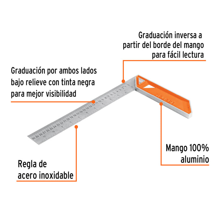 Escuadra 12' para carpintero con mango 100% de aluminio 14376 EC-12