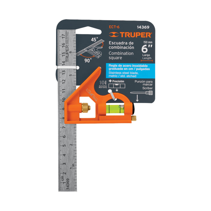 Escuadra 7' de combinación con punzón para marcar, Truper 14369 ECT-6