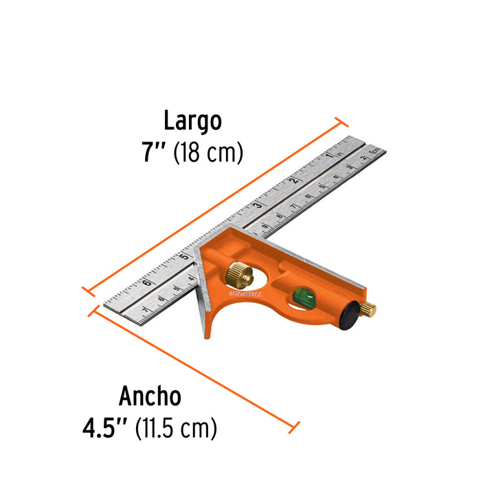 Escuadra 7' de combinación con punzón para marcar, Truper 14369 ECT-6