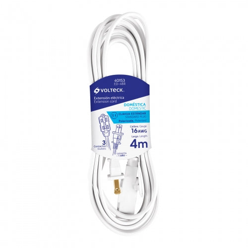 Extensión eléctrica doméstica 4 m blanca con clavija recta 40153 ED-4BR