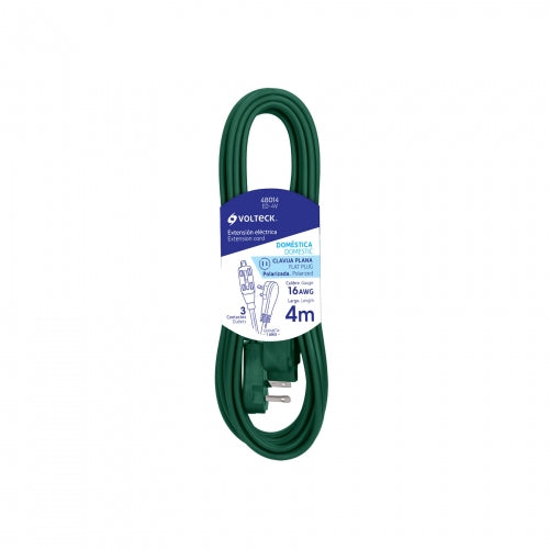 Extensión eléctrica doméstica 4 m verde con clavija plana 48014 ED-4V