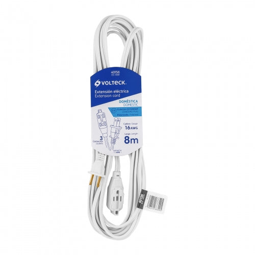 Extensión eléctrica doméstica 8 m blanca con clavija recta 40156 ED-8BR