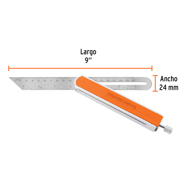 Escuadra 9' falsa de acero inox mango de aluminio, Expert 14385 EFT-9X