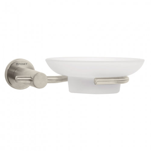 Jabonera metálica satín con plato de vidrio, Foset Element 49675 ELA-74N