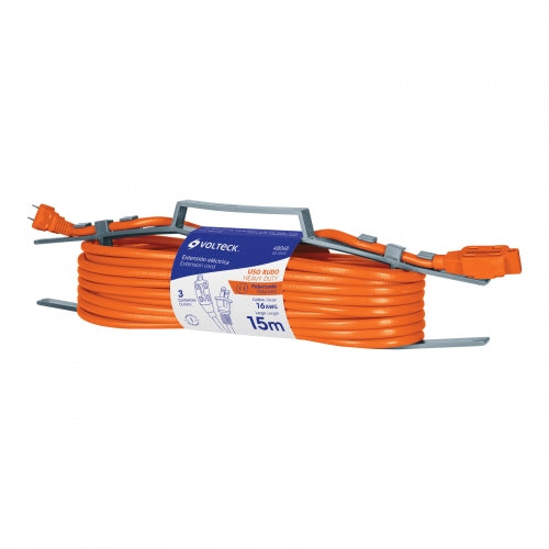 Extensión eléctrica de uso rudo 15 m 2x16 AWG, Volteck 48048 ER-15X16