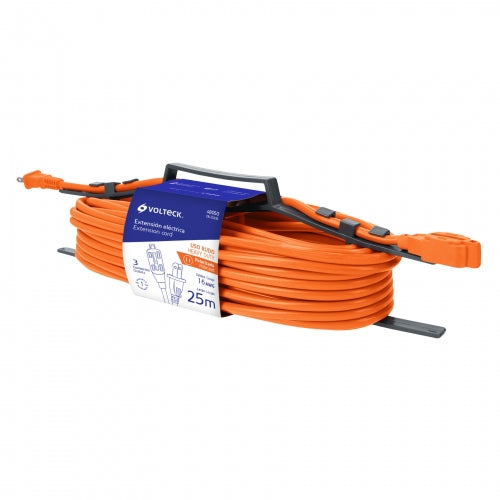Extensión eléctrica de uso rudo 25 m 2x16 AWG, Volteck 48050 ER-25X16