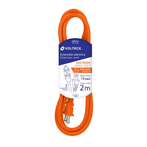 Extensión eléctrica de uso rudo 2 m 2x16 AWG, Volteck 48042 ER-2X16
