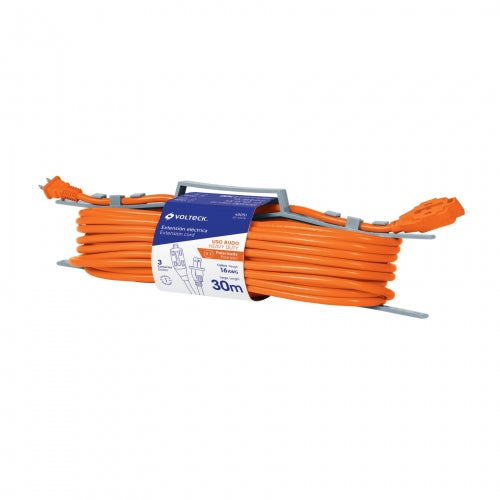 Extensión eléctrica de uso rudo 30 m 2x16 AWG, Volteck 48051 ER-30X16