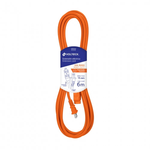 Extensión eléctrica de uso rudo 6 m 2x16 AWG, Volteck 48044 ER-6X16