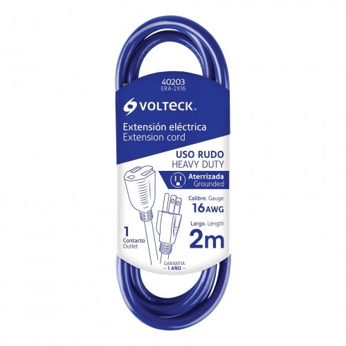 Extensión de uso rudo aterrizada 2 m calibre 16, Volteck 40203 ERA-2X16