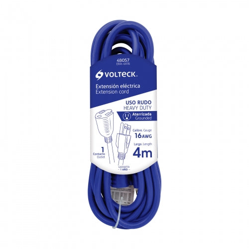 Extensión de uso rudo aterrizada 4 m 3x16 AWG, Volteck 48057 ERA-4X16