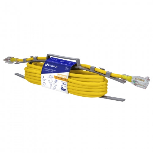 Extensión reforzada aterrizada 8 m 3x14 AWG, Volteck 48067 ERA-8X14