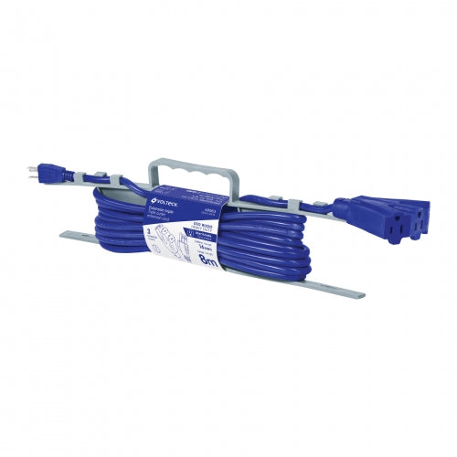 Extensión triple uso rudo 8 m tipo abanico 3x16 AWG, Volteck 48063 ERA3-8X16