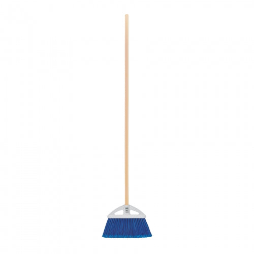 Escoba chica tipo abanico, cerdas de PVC, bastón de madera 57051 ES-160A