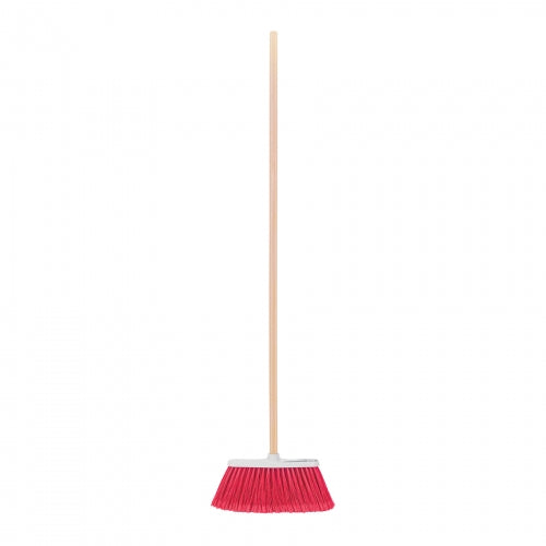 Escoba mediana tipo cepillo, cerdas de PVC, bastón de madera 57054 ES-200C