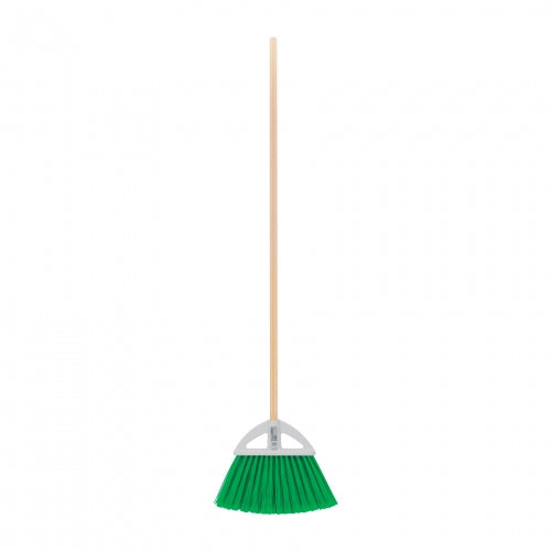 Escoba grande tipo abanico, cerdas de PVC, bastón de madera 57052 ES-250A