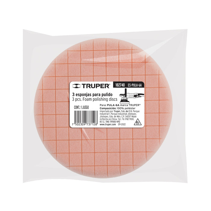 Juego de esponjas para pulidora PULA-6A, Truper 102740 ES-PULA-6A
