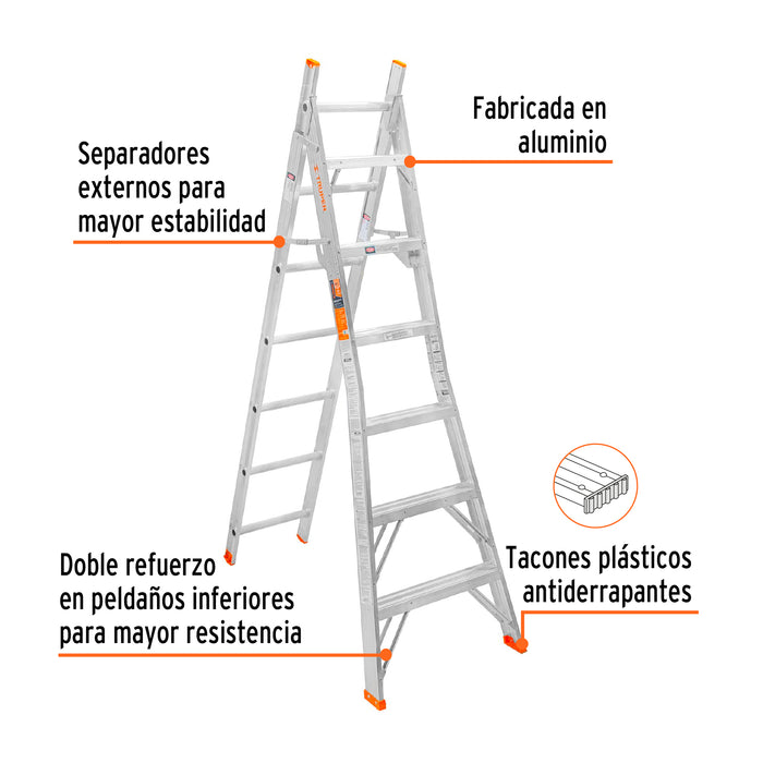 Escalera de combinación, tipo ll, 13 escalones, Truper 16746 ESC-213