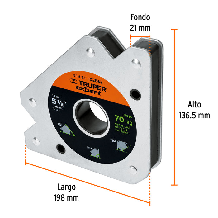 Escuadra magnética 5' para soldar, capacidad 70 kg, Expert 102862 ESM-5X