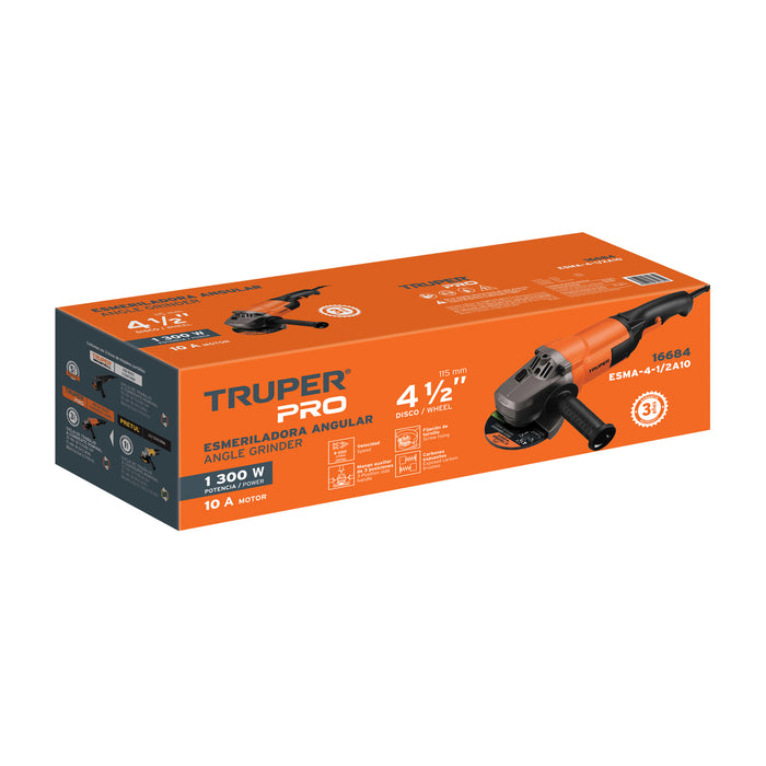 Esmeriladora angular 4-1/2' 1300 W, profesional, Truper Código: 16684