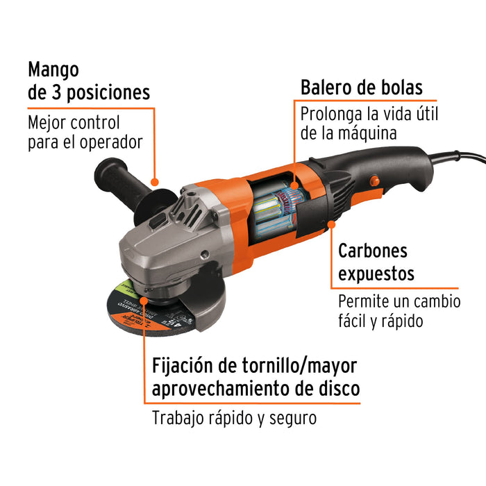 Esmeriladora angular 4-1/2' 1300 W, profesional, Truper Código: 16684