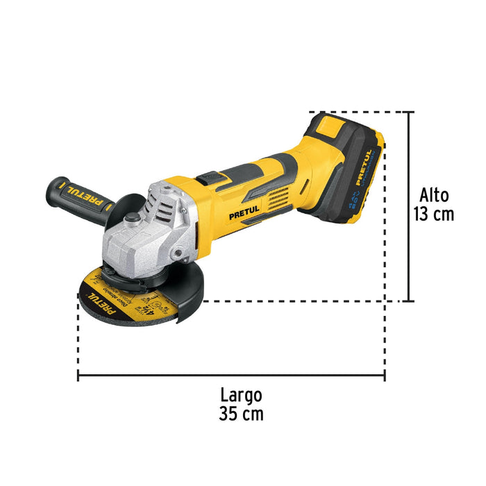 Esmeriladora angular inalámbrica 4-1/2', 20 V, Pretul 28267 ESMI-20P