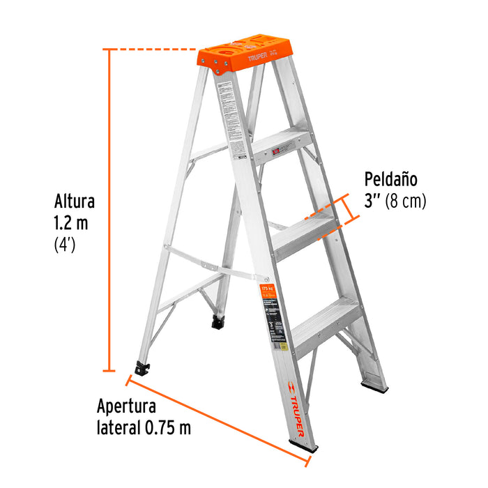 Escalera de tijera tipo II 3 peldaños, Truper 10435 EST-23