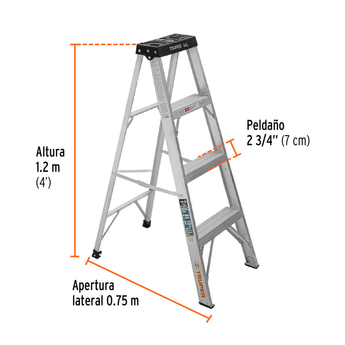 Escalera de tijera tipo III 3 escalones, Truper 16741 EST-33