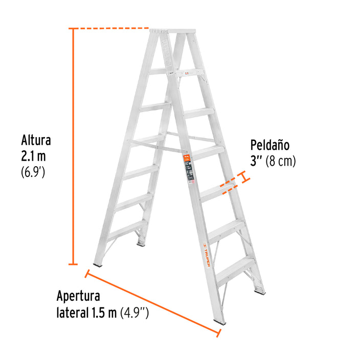 Escalera de tijera doble, tipo ll, 6 escalones, Truper 10497 ESTD-26