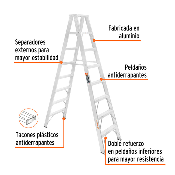 Escalera de tijera doble, tipo ll, 7 escalones, Truper 10498 ESTD-27