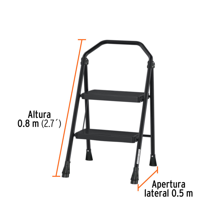 Escalera tubular, plegable, 2 peldaños, Truper 103142 ESTU-2