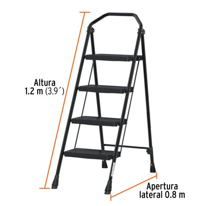Escalera tubular, plegable, 4 peldaños, Truper 103144 ESTU-4
