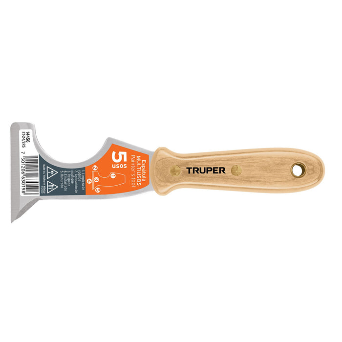 Espátula 2-1/2' de 5 usos con mango de madera, Truper Código: 14458