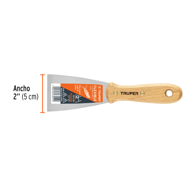 Espátula flexible 2' con mango de madera, Truper 14448 ET-2F