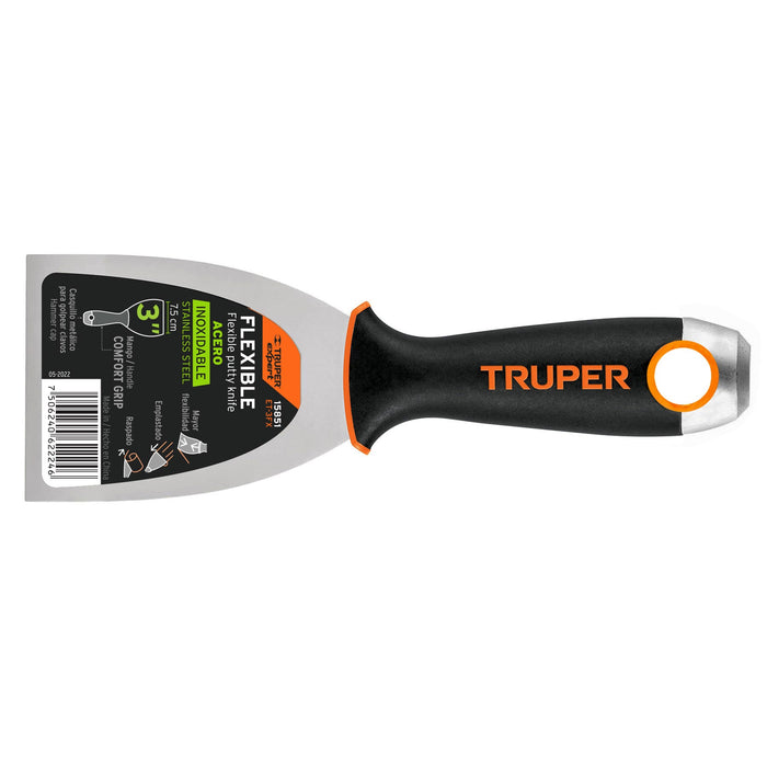 Espátula flexible 3' acero inox. mango Comfort Grip, Expert 15851 ET-3FX