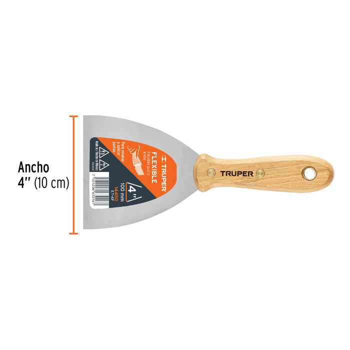 Espátula flexible 4' con mango de madera, Truper 14450 ET-4F