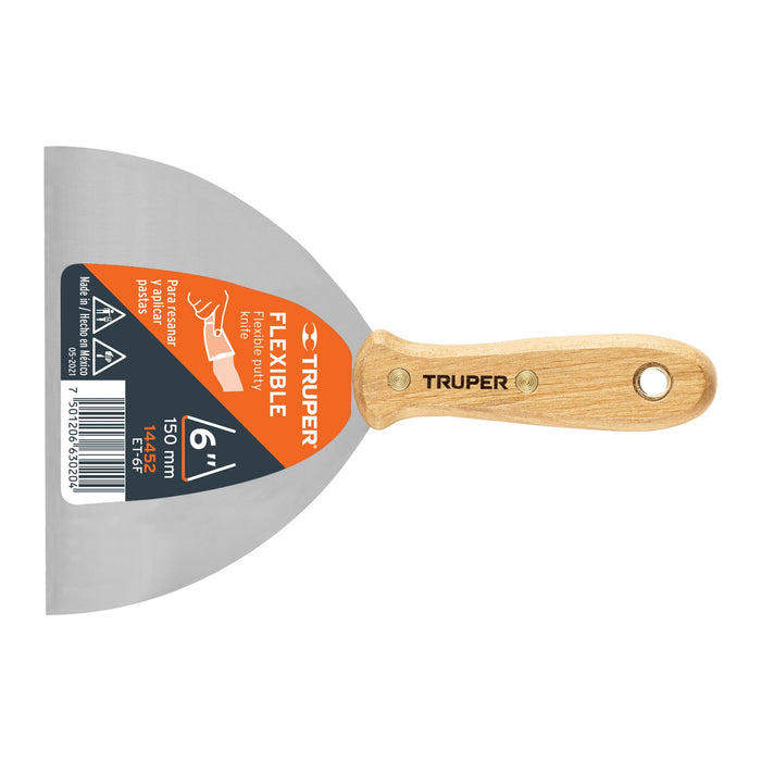 Espátula flexible 6' con mango de madera, Truper 14452 ET-6F