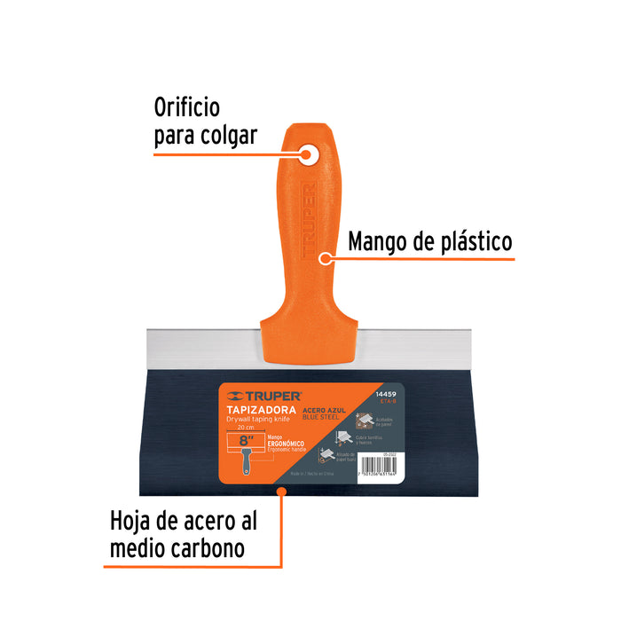 Espátula tapizadora de 8' acero al medio carbono, Truper 14459 ETA-8