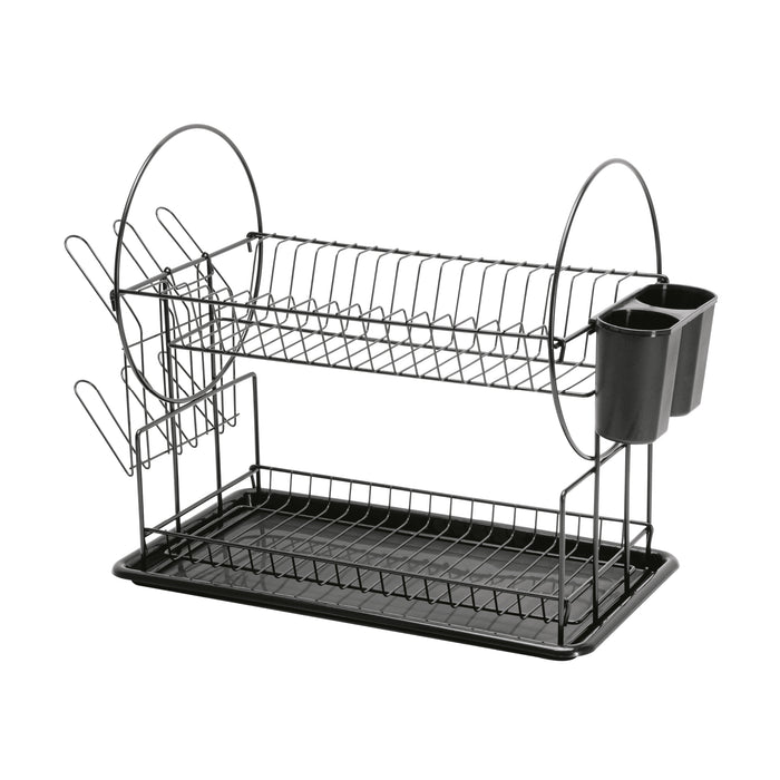 Escurridor negro de acero con 2 niveles para trastes 47501