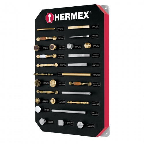 Exhibidor con jaladeras y perillas, 1 tablero, Hermex 53001 EX-HE-JP1