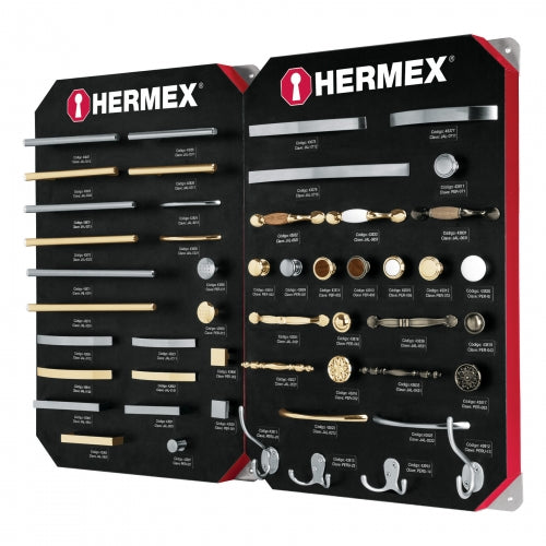 Exhibidor con jaladeras y perillas, 2 tableros, Hermex 53002 EX-HE-JP2