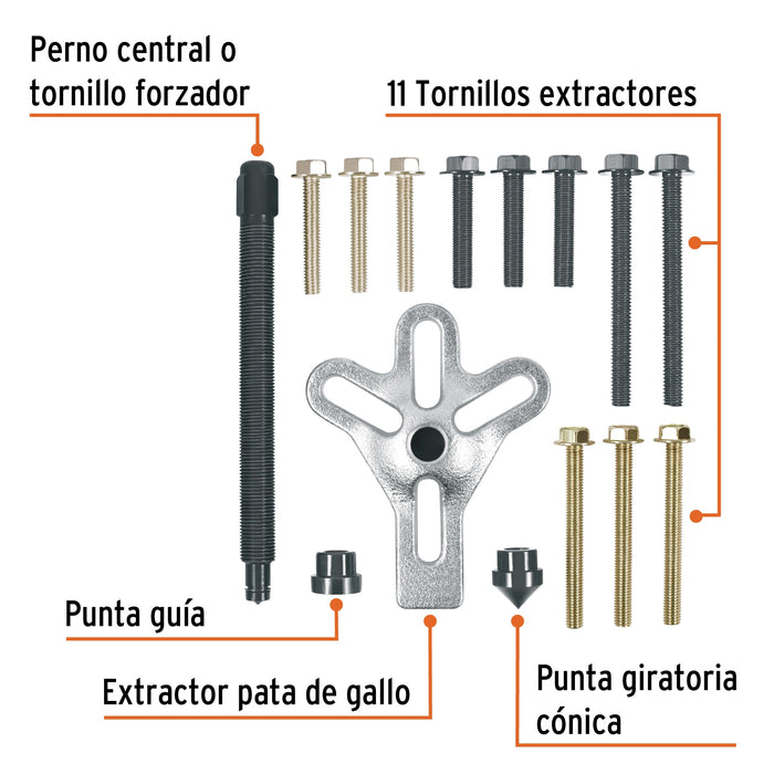 Extractor pata de gallo, 15 piezas, Truper 14511 EXT-15